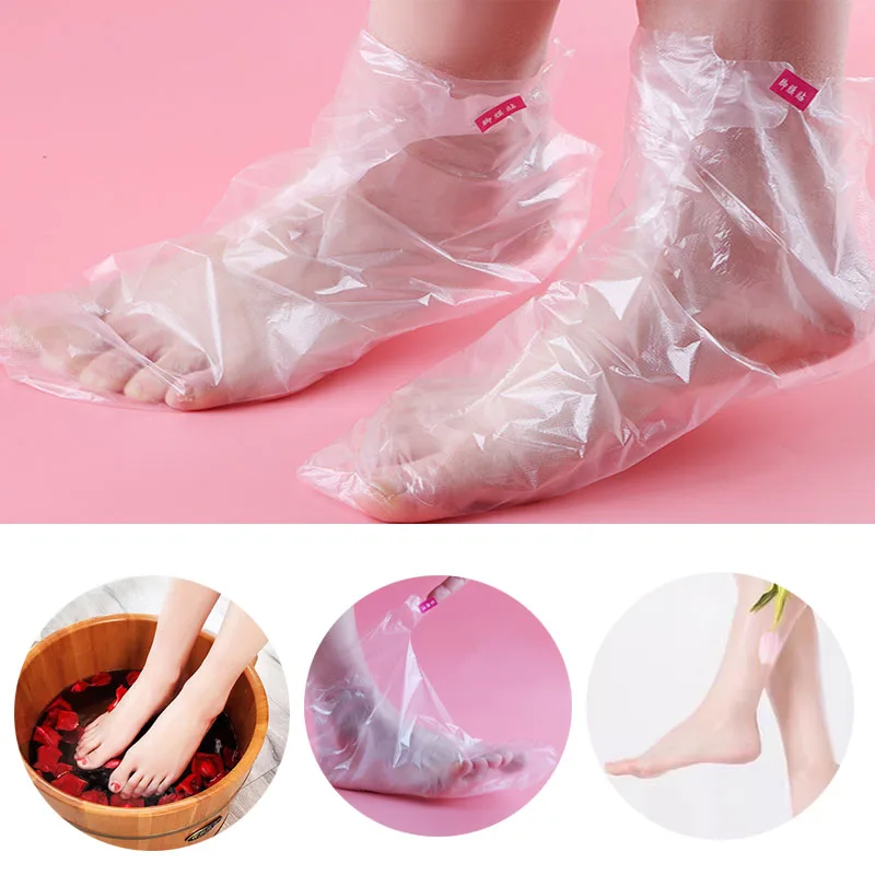 100Pcs Einweg Fuß Maske Abdeckung Transparent Detox SPA Taschen PE Kunststoff Füße Film Verhindern Infektion Feuchtigkeitsspendende Pediküre Werkzeuge