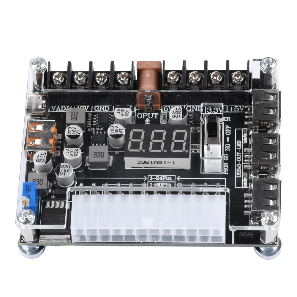 20Pin 24Pins ATX Power Adapter Board PD2.0 PD3.0 Adjustable Power Supply Breakout Board Power Connector Adapter Acrylic Case Kit