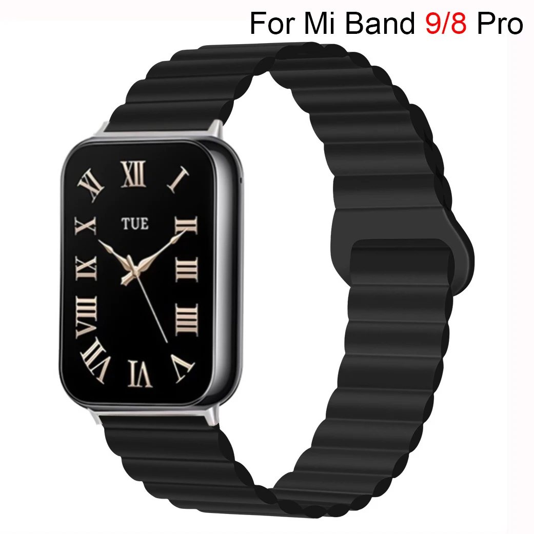 Strong Magnetic Strap For Xiaomi Mi Band 9 8 Pro Soft Silicone Watch Band Loop Correa For Redmi Watch 5 4 Bracelet