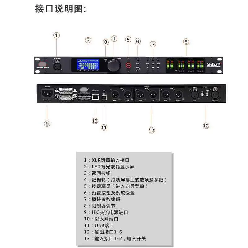 Pa2 Professional Stage Performance Speaker Line Array Crossover 2-in 6-out Digital Audio Processor