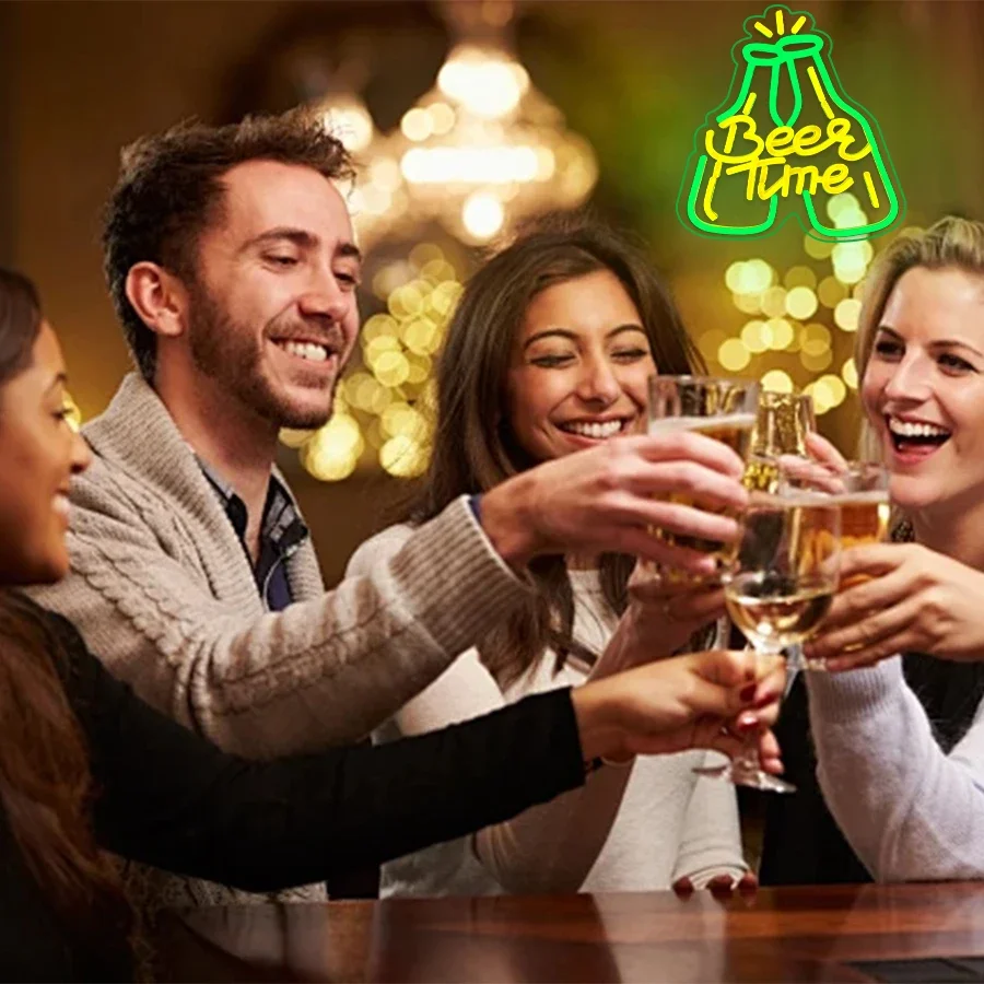 وقت البيرة النيون البيرة بار ضوء النيون ، علامات النيون Led لشريط المنزل ، USB بالطاقة بار البيرة ضوء النيون تسجيل للرجل كهف نادي حانة