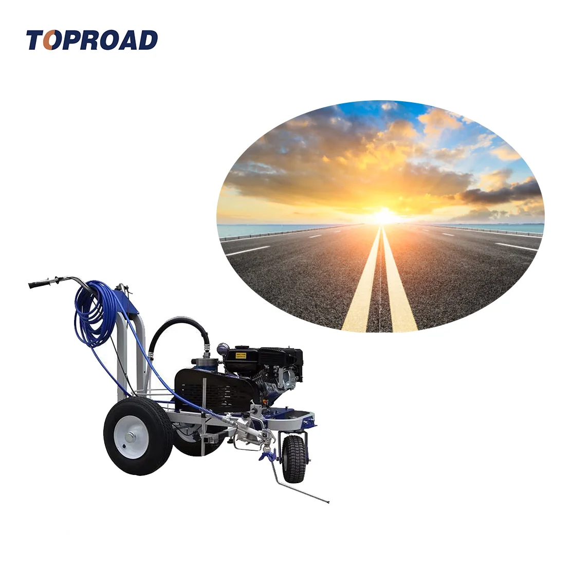 Toproad 6.5HP Diaphragm Pump Cold Spray Road Marking Machine With Wear-Resistant Parts For Rough Road Surfaces