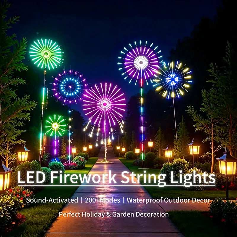 Outdoor Courtyard Double‑Sided Firework Celebration Decor Light, Multiple Dynamic Light Effects, Rainproof Sun‑Resistant Festiva