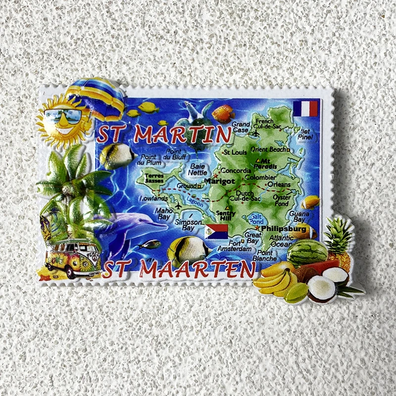 Saint Maarten tourist souvenir 3d stereo high appearance level decoration Personality creative map magnetic fridge magnets