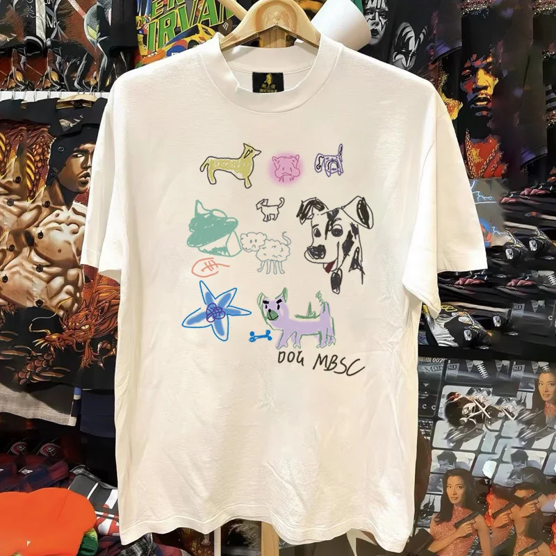Loose Fit Cotton T-Shirt Unisex Short Sleeve Double Thread UPUPXIA Hero Print Sweat Absorbent round Neck Casual Summer Top