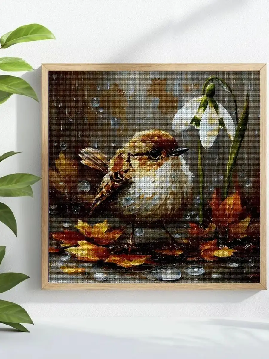 1 Stück 30x30 cm/11,8 Zoll Herbsttag Gestempeltes Kreuzstich-Set DIY-Kit 11/14/16CT DIY-Stickset DIY-Kreuzstich-Set – Detail 1