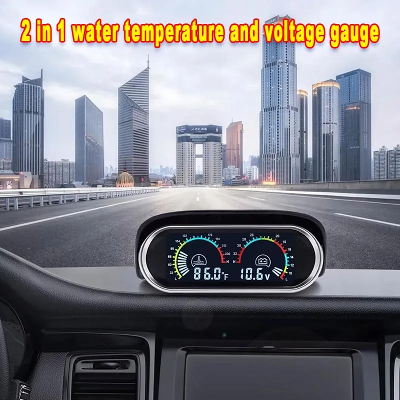 2-in-1 LCD Wassertemperatur- und Spannungsmesser für Auto und LKW mit 1/8NPT Sensor und Drei-Wege-Anschluss 12V/24V – Detail 8