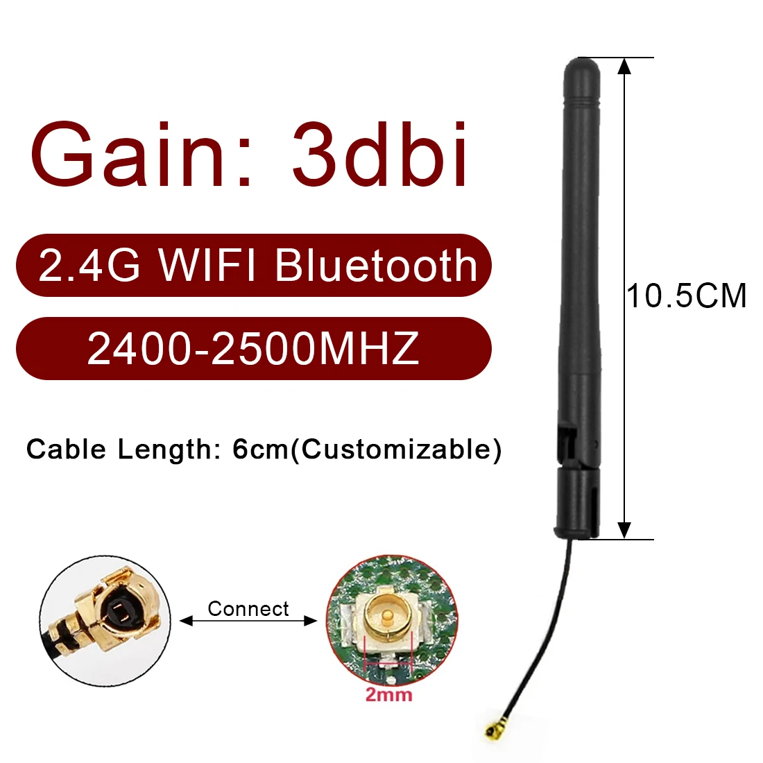 1PC 2.4G WiFi Bluetooth Omni Antenna with U.RL Connector Welding Snap Buckle Integrated Wireless Routing Module Aerial