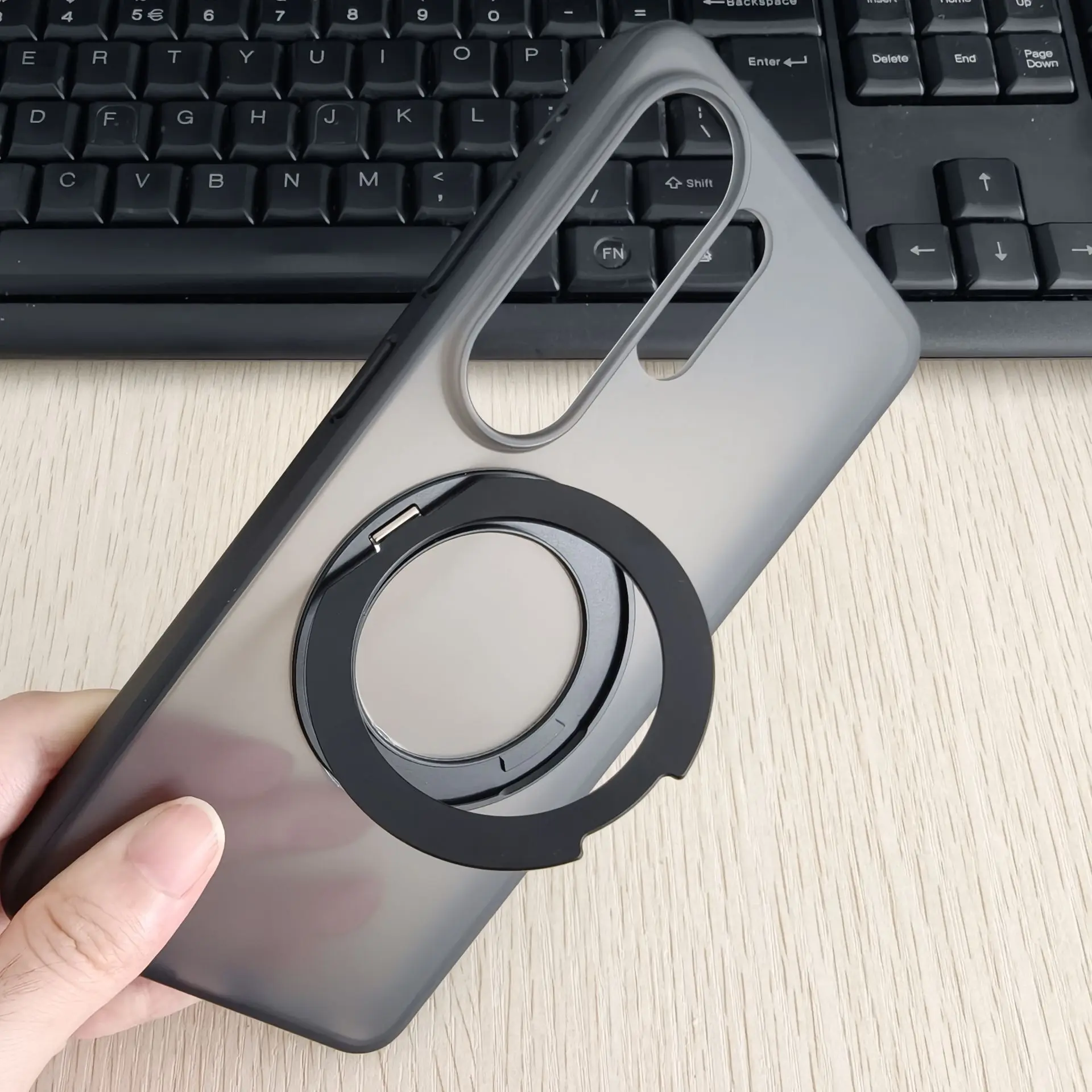 

For Samsung Galaxy S26 Ultra ,S26 Edge Case ELVEV Magnetic Ultra-thin Matte PC+TPU Anti-fingerprint with Rotatable Ring Cover