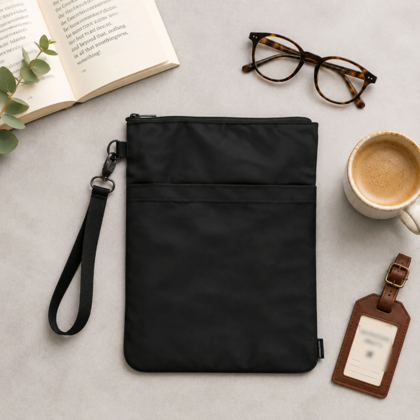 Travel Reading Accessories - Book Sleeve with Front Pocket Black