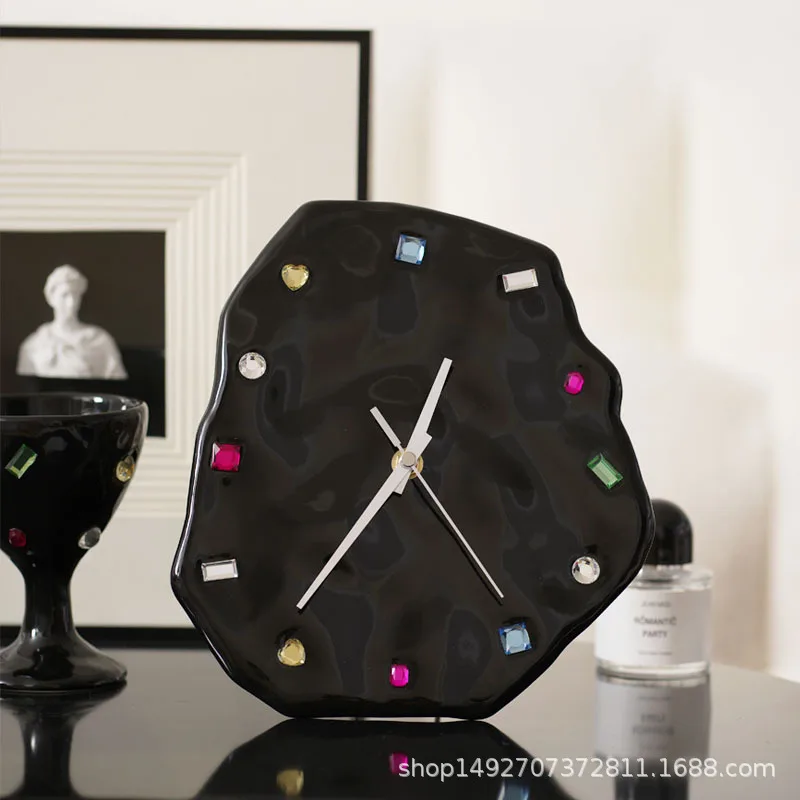 Hot Selling Bling Gem Wall Clock for Living Room Ceramic Diamond Silent Clock Creative Gift
