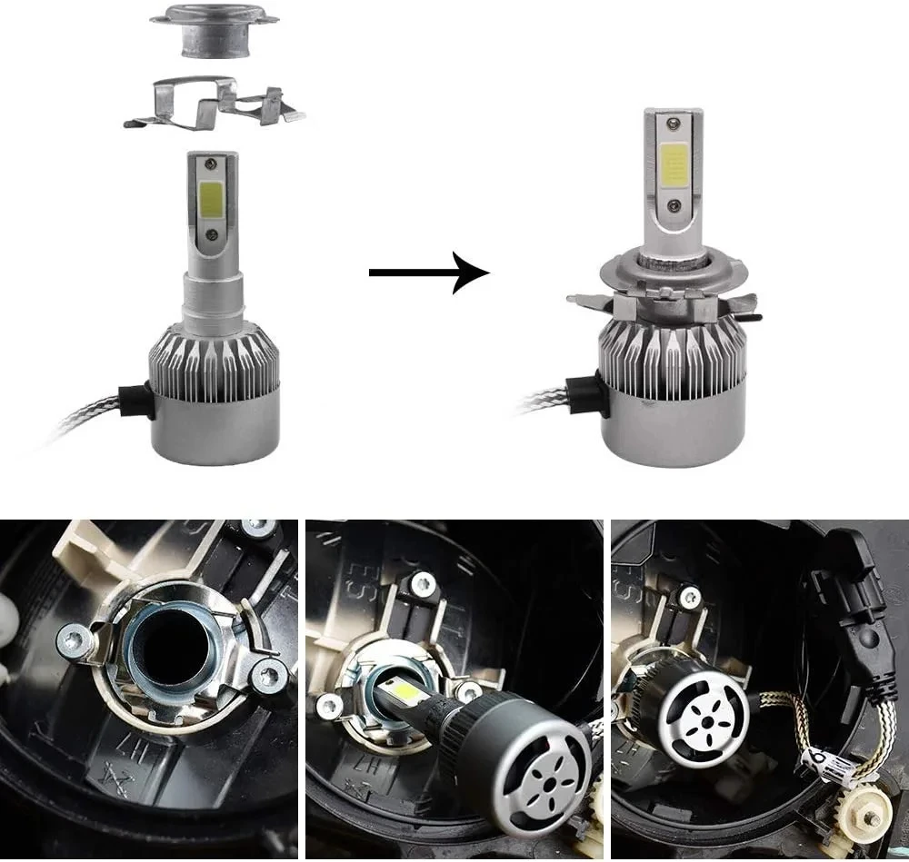 2Pcs H7 LED Headlight Bulb Base Holder Adapter Socket Retainer for BMW/Audi/Bens/VW/Buick/Nissan Qashqai Carnival Headlamp deck