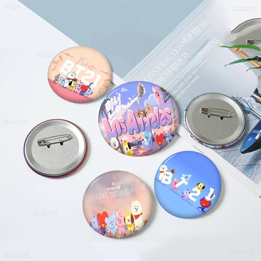 Cute Cartoon-A-bt-21S Soft Button Pin Bright Printed Icon Gift For Friends Badge Collar Brooch Lapel Pin Metal