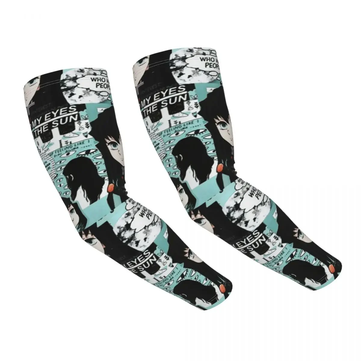 Cooling Kimetsu No Yaiba Arm Sleeves Women Men Pattern Nezuko Kamado x Tomioka Giyuu Haori Athletic Sports Tattoo Cover Up