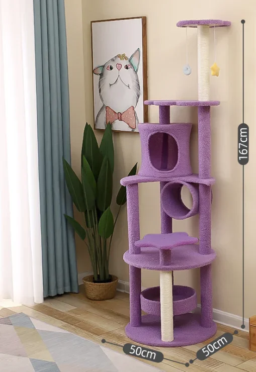 China factory wholesale luxurious house customized plush big pet condo natural sisal wood scratcher furniture cat tree