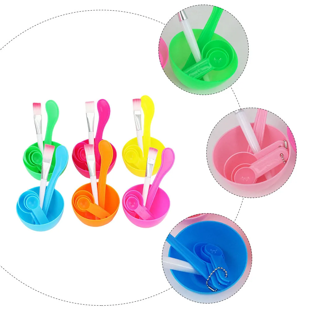 ชุดอุปกรณ์ทำมาส์กหน้า DIY 6 ชิ้น ชามผสมมาส์ก ทนทาน ทำความสะอาดง่าย เหมาะสำหรับการเดินทาง ดูแลความงามที่บ้าน ช้อนตวงพลาสติก