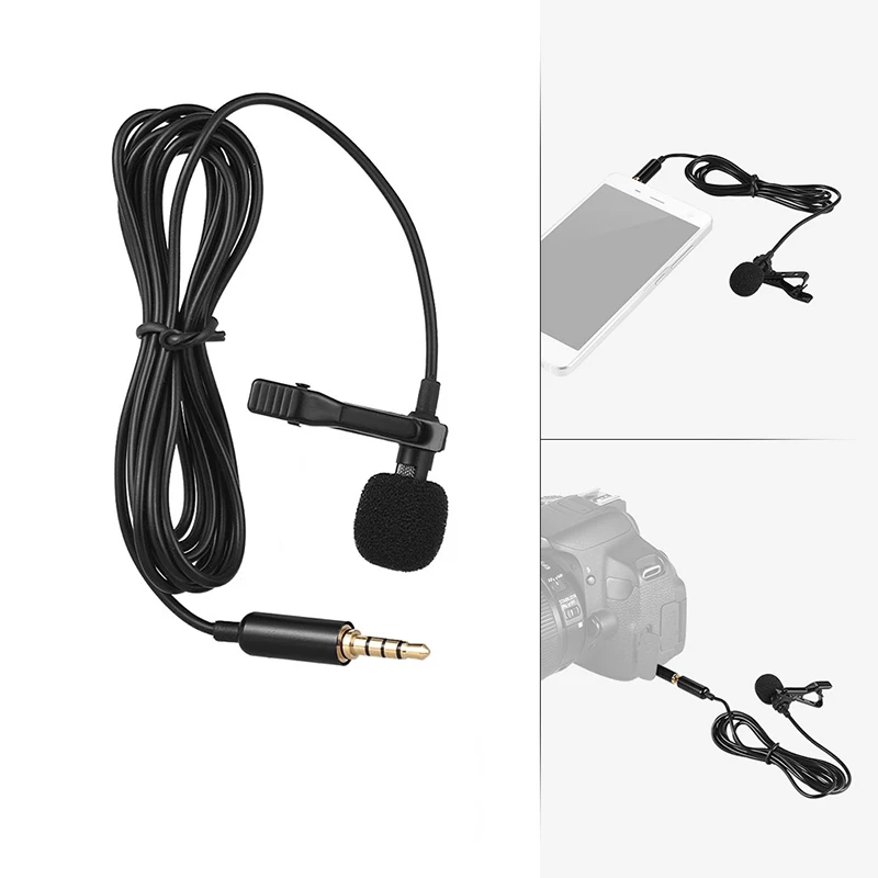 ميكروفون صغير محمول من Lavalier بمشبك على طية صدر السترة وميكروفون سلكي 3.5 مللي متر USB ميكروفون للهاتف المحمول وأجهزة الكمبيوتر المحمولة وكاميرا DSLR