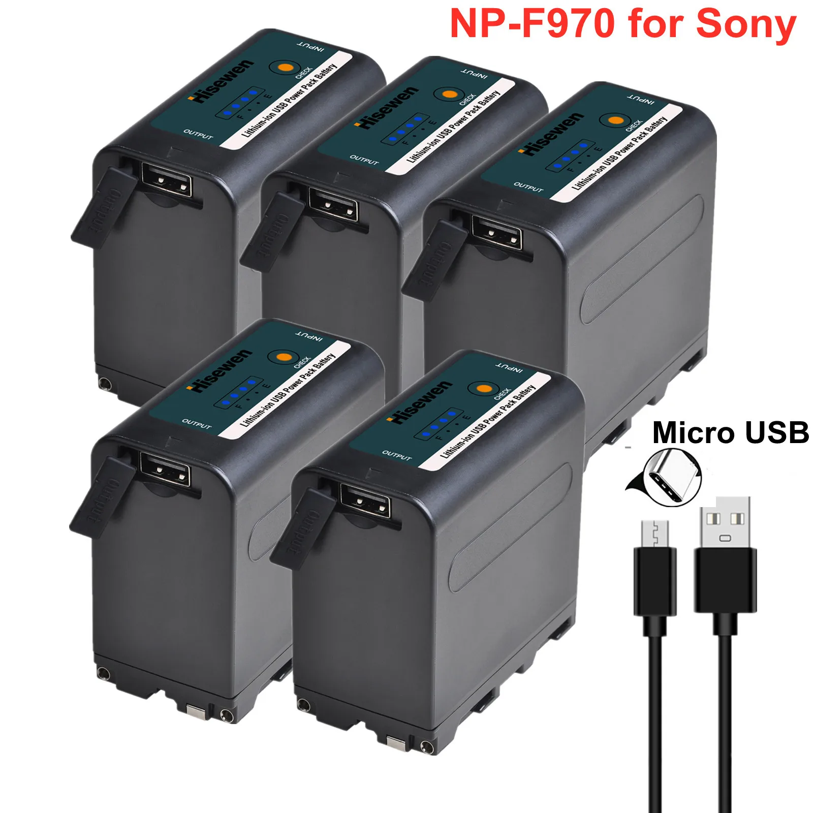 

USB-NP-F970 NP-F960 NP-F970C Battery 8850mAh with USB Charge Output with LED Video Light For Sony QM91D CCD-RV100 MC1500C