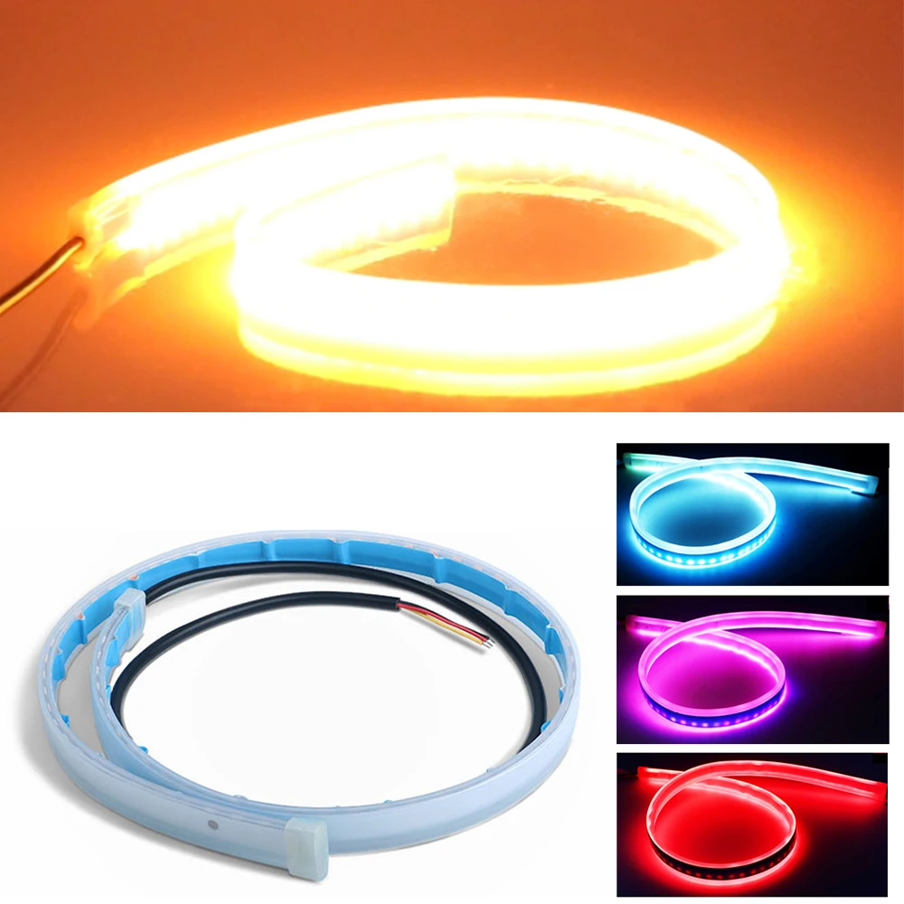 10 Pairs Car Headlight Decorative Led Strip Dual Color Streamer Light Strip Flexible Turn Signal DRL Daytime Running Lamp