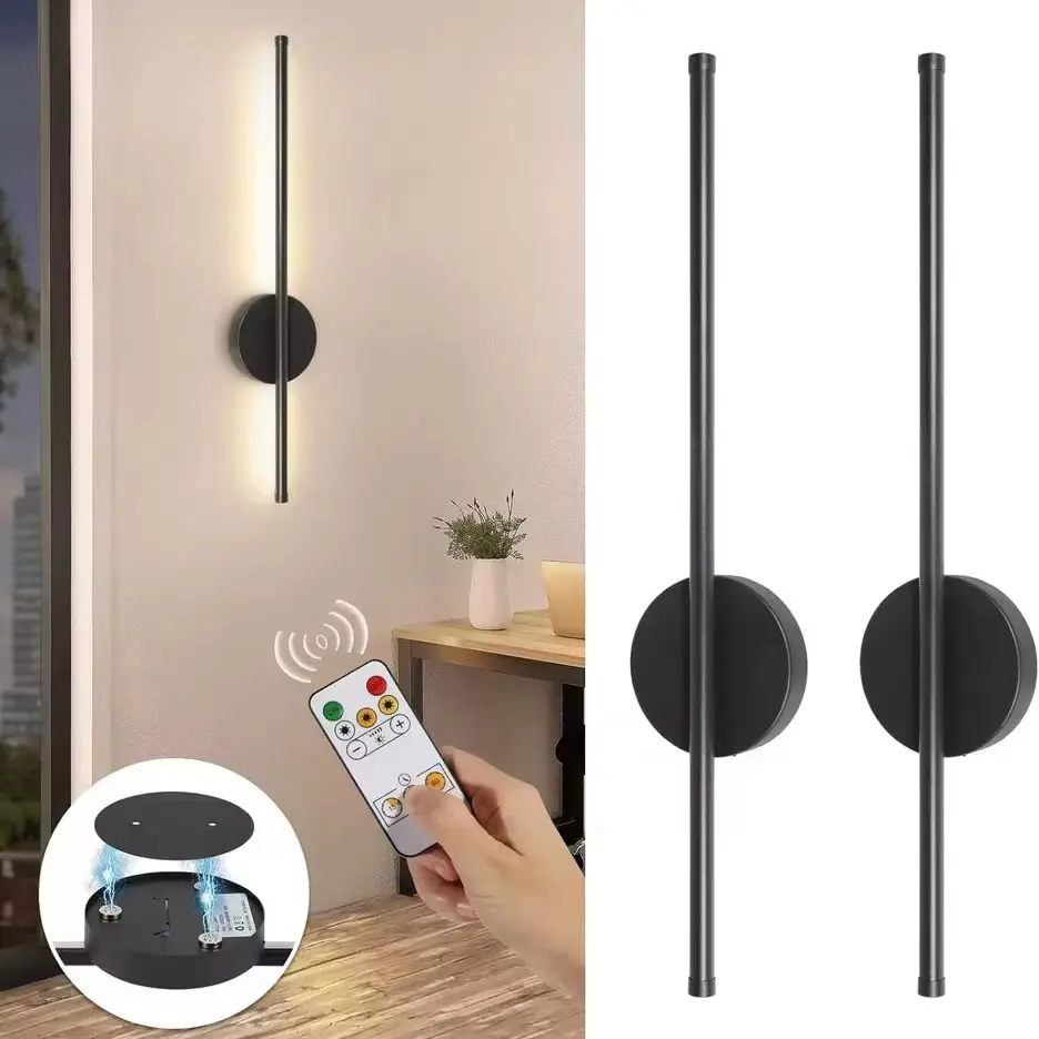 2/1 Stück magnetische, wiederaufladbare 50-Wandlampe, schwarz-gold, für Wohnzimmer, Schlafzimmer, Flur, Arbeitszimmer, Treppenhaus, Garderobe, LED-Beleuchtung, kabellos