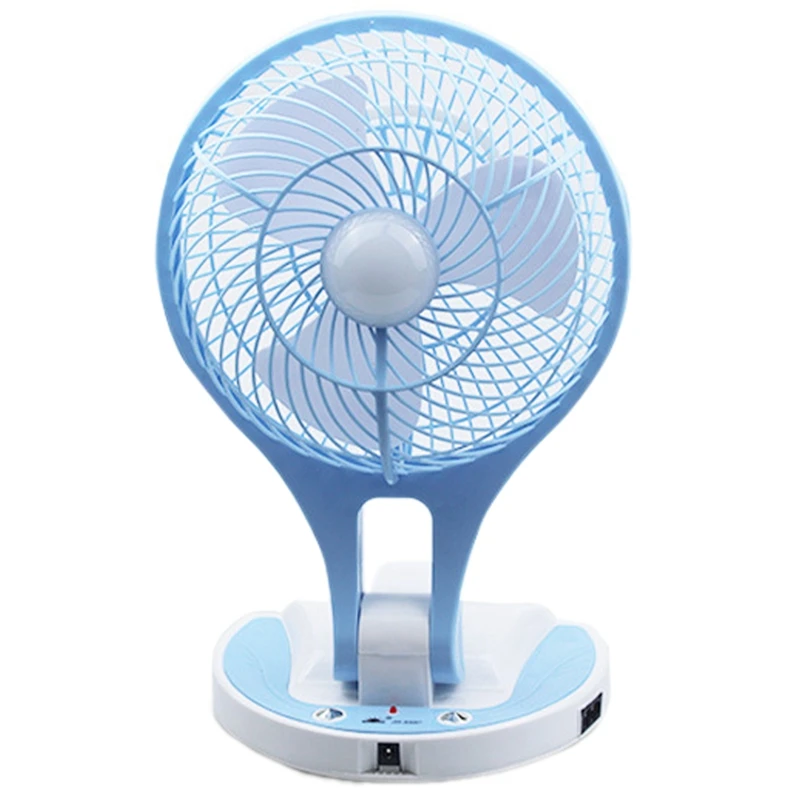 Mini ventilateur électrique pliable, petit format, design de dessin animé, pour le bureau et la maison, avec base bleue