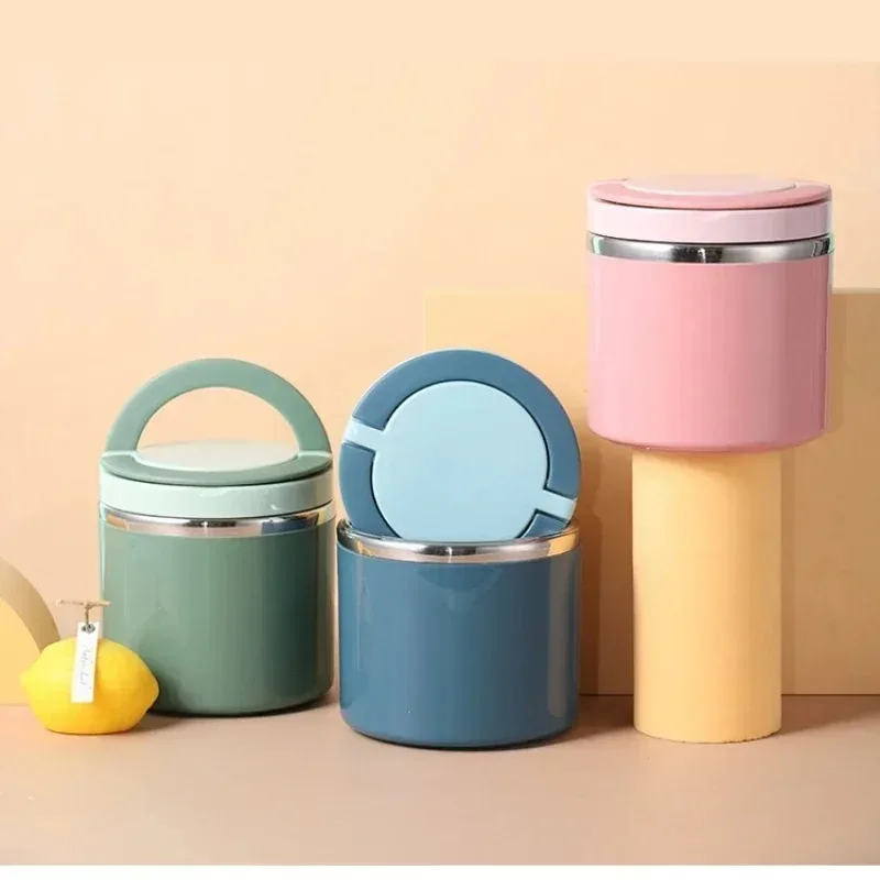 

Stainless Steel Food Thermal Jar Vacuum Cup Soup Bowl Lunch Box with Handle Portable Sealed Bento Box Thermos Storage Containers