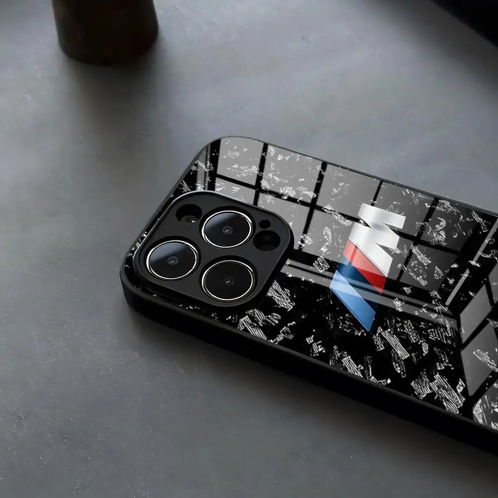 Etui na telefon iPhone 17e 17 16 16e 15 14 13 12 Mini 11 Air Pro XS Max XR X Plus, szklana silikonowa ramka, niebiesko-czerwone, samochodowy wzór, tylna obudowa Ph — zdjęcie produktu 2