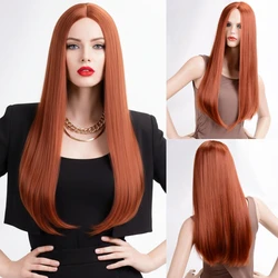 MSIWIGS 롱 스트레이트 가발 합성 오렌지 컬러 여성용 가발 Cospaly 중앙 부분 헤어 실버 그레이 화이트 레드 컬러