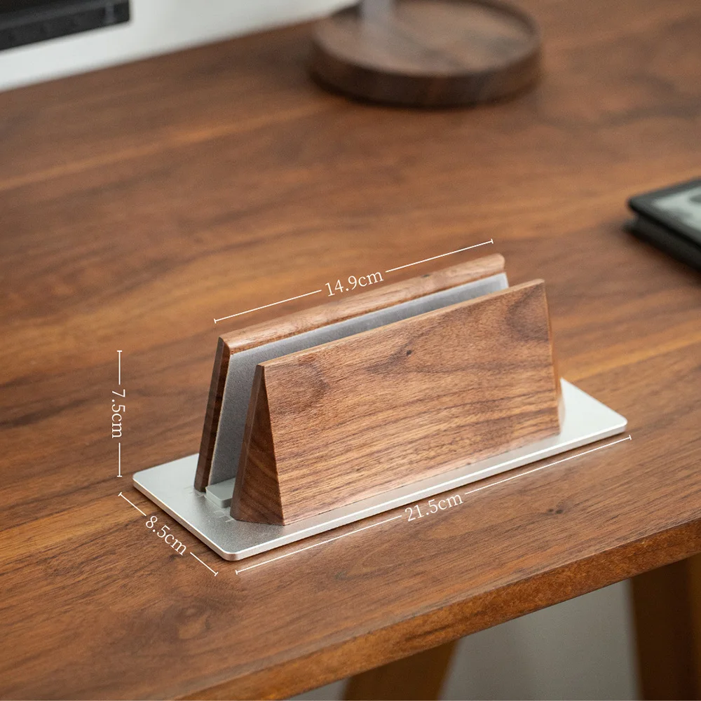 Solid Wood Vertical Notebook Stand Adjustable Spacing Gaming Laptop Upright Holder, Desktop Organizer Space Saving Computer Rack