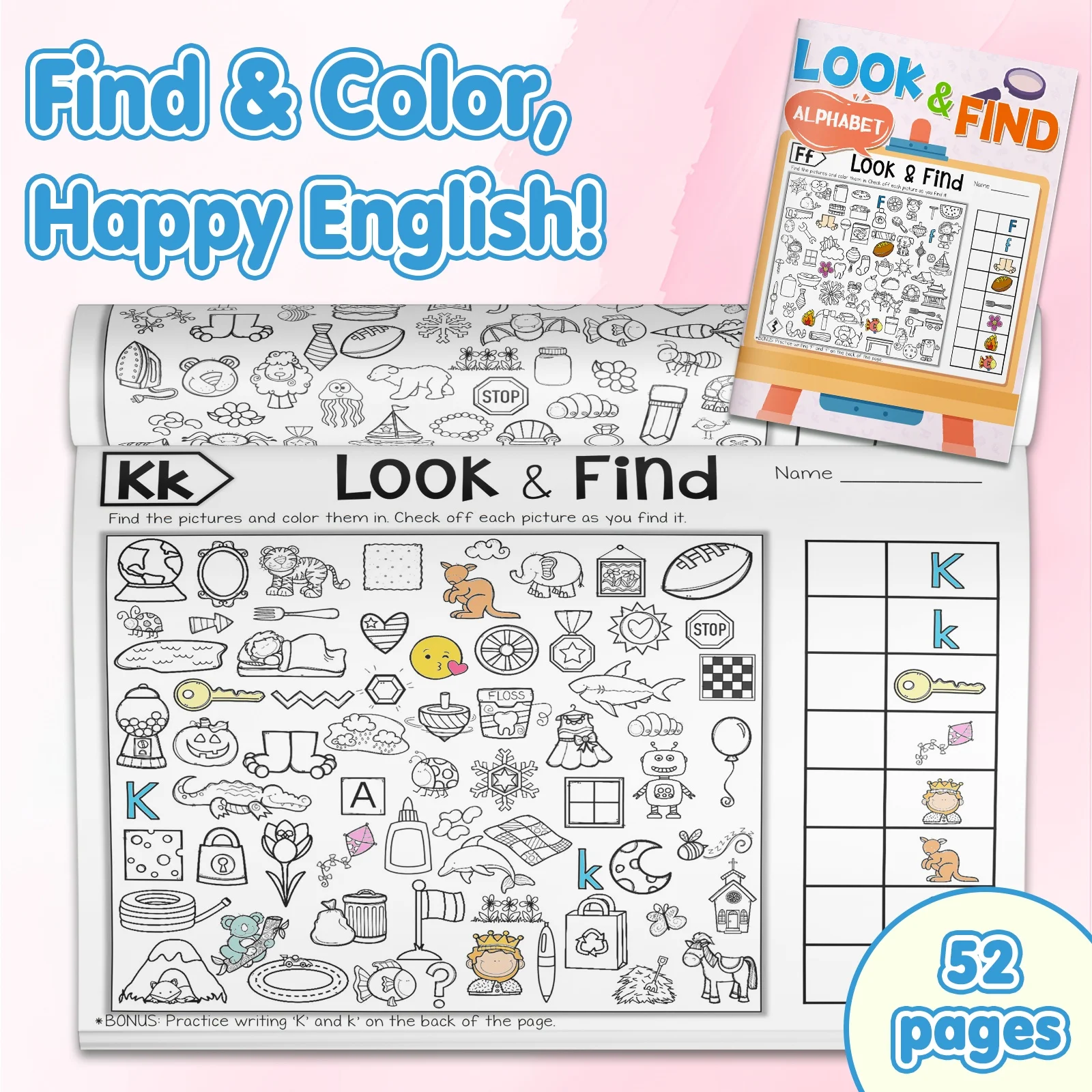 My First Alphabet Book for Kids Illustrated Early Learning Workbook with Colorful Letters Pictures and Fun Activities Build