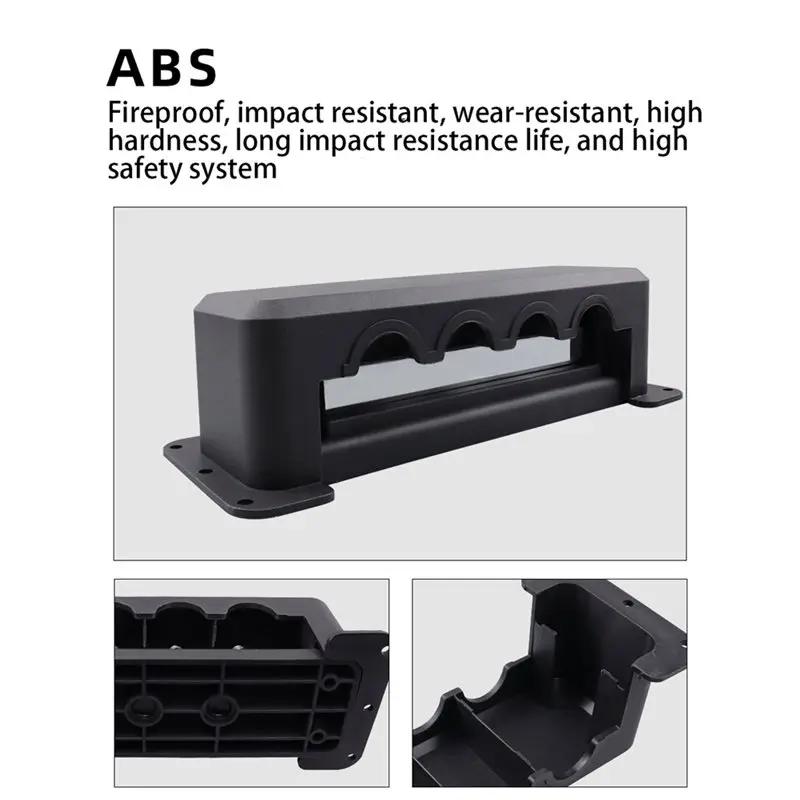 A95E-For Marine Boat RV For Car Truck Compatible 600A 4-Way Busbar Heavy Duty Power Distribution Block M10 Stud