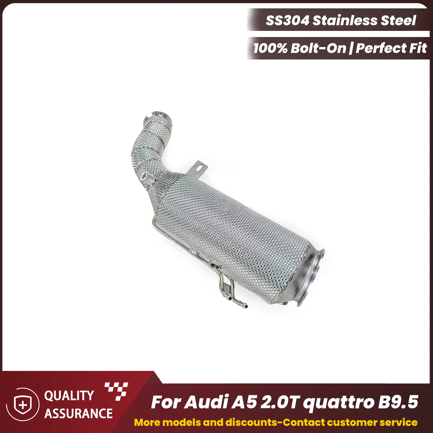 

ECCF Sports Downpipe With Heat Shield For Audi A5 2.0T quattro B9.5 Aggressive Exhaust Sound High Flow Performance Upgrade