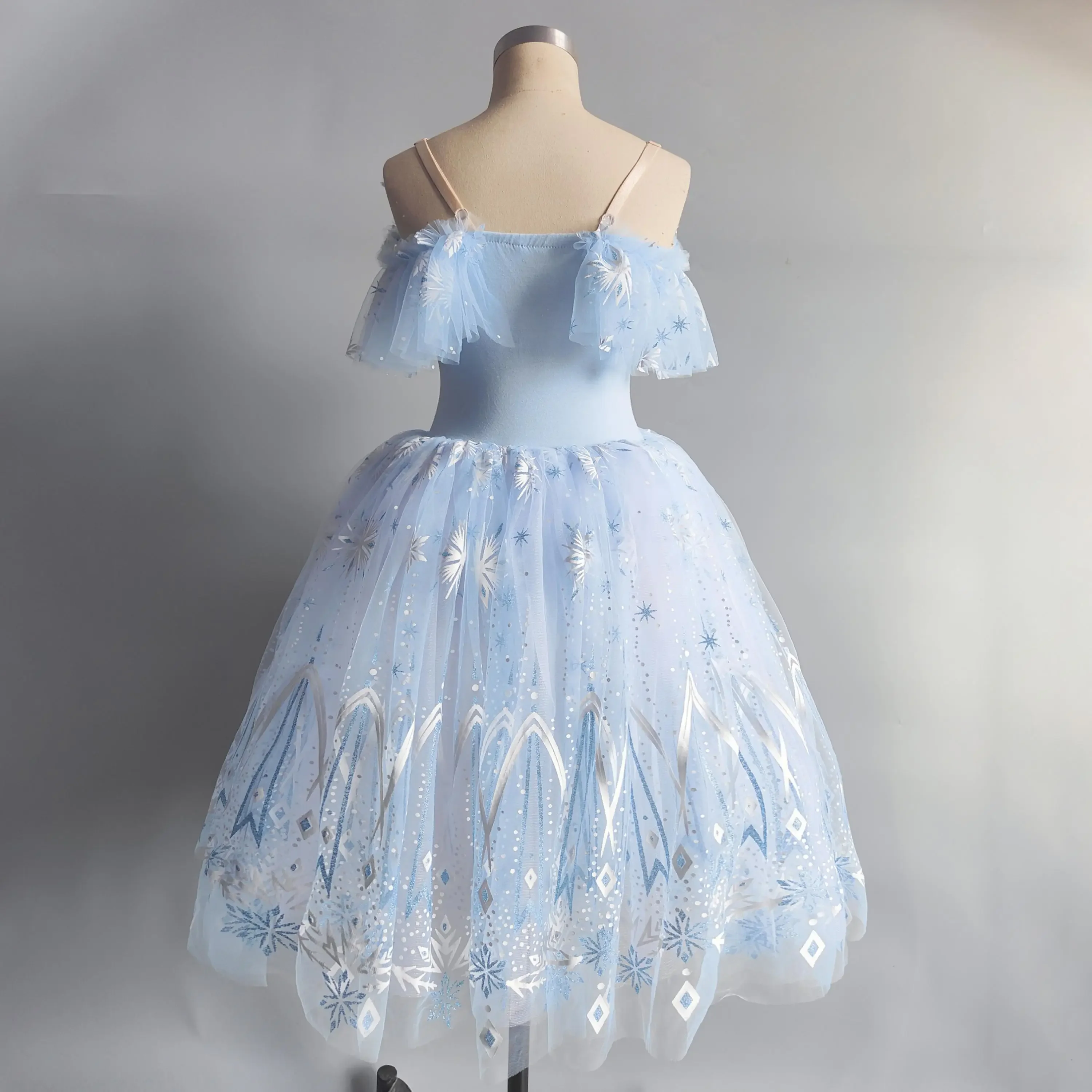 فستان باليه وردي أزرق للفتيات ملابس الأداء طويلة رومانسية باليه توتو بحيرة البجع راقصة الباليه الأطفال زي الباليه الجنية