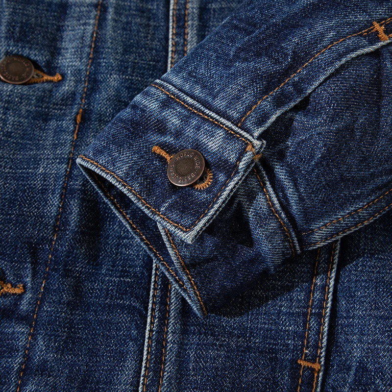 FACTCHECK EU US Size Luxury Quality Denim Jacket Faded Denim Stone Washing Workwear Vintage Winter Warm Denim Jacket view 5