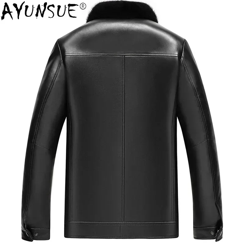 AYUNSUE 100% Real Mink Fur Liner Coat Male Winter 2025 Warm Short Genuine Sheepskin Leather Jacket Men Jaqueta Masculina Gxy834