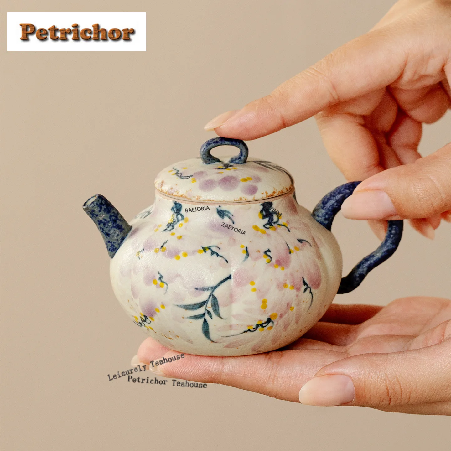 

110ml Hand-painted Wisteria Flower Teapot Ancient Tea Infuser Pot Tea Making Kettle With Strainer Chinese Tea Set Decoration