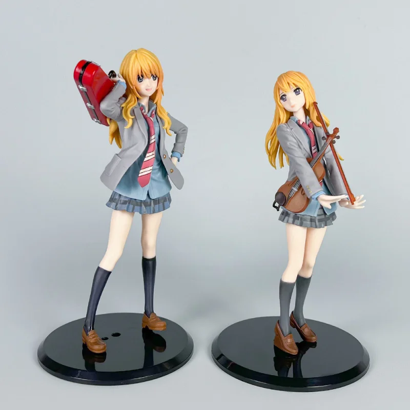 Figura de anime abril beleza menina uniforme escolar bidimensional miyazono kaoru violinista boneca modelo ornamento atacado