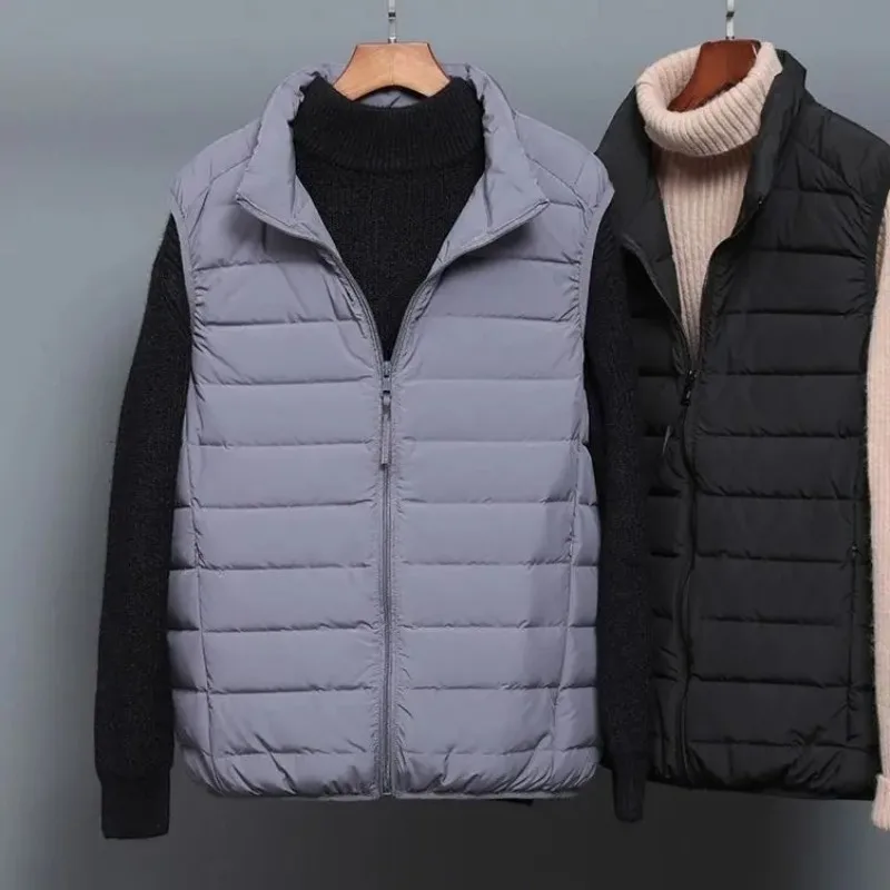 

2025 Winter Men's Down Vest Short Sleeve Stand Collar Lightweight Vest for Outdoor Activities