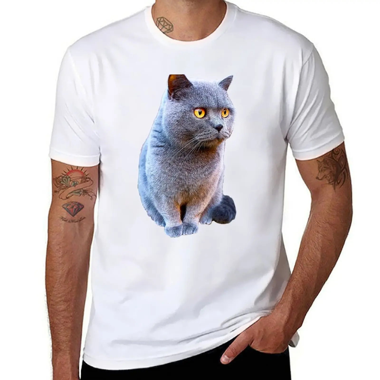 

British Shorthair Cat Blue T-Shirt man graphic t shirt t shirts for man graphic vintage T-Shirt