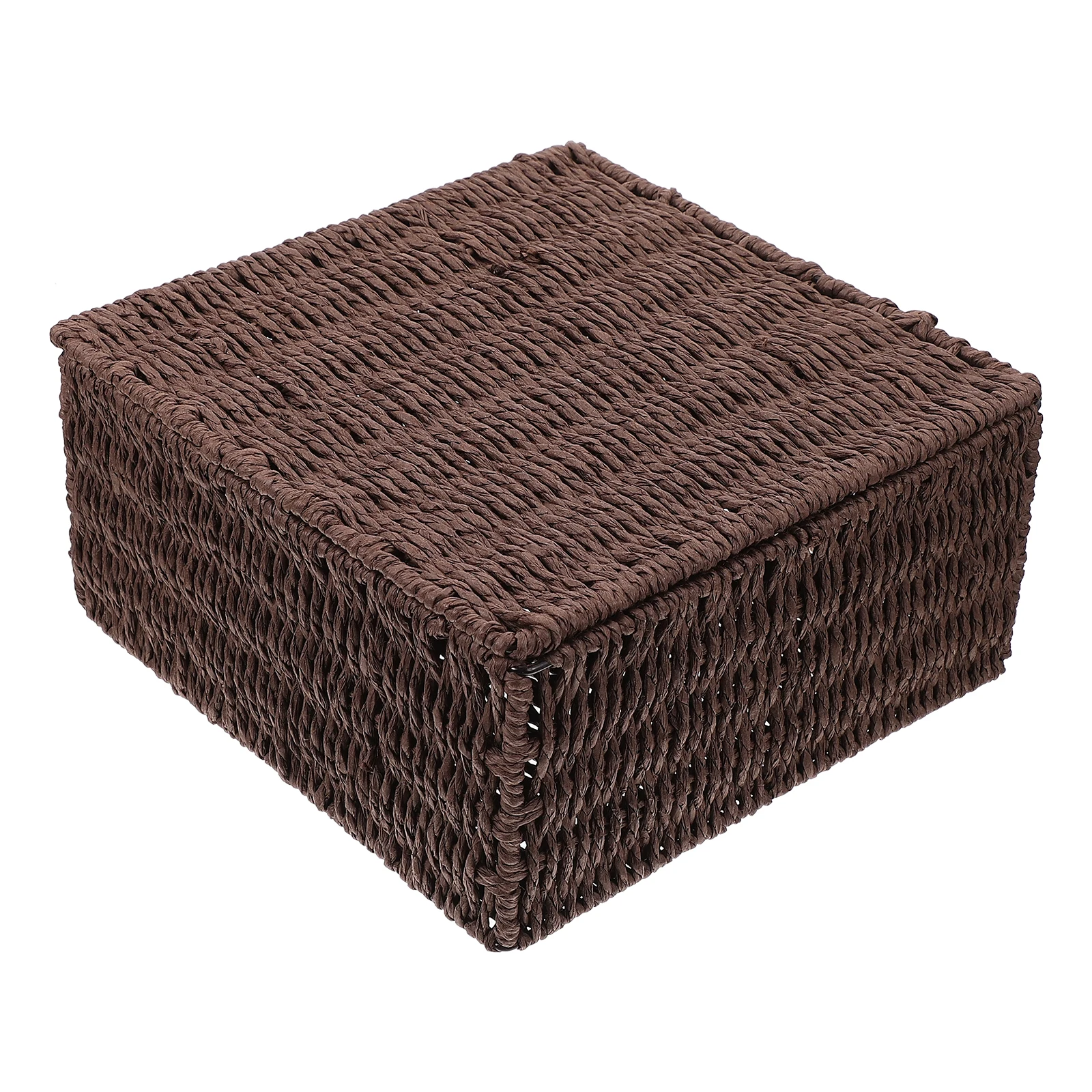 

1pc Clamshell Storage Box Woven Appearance Desktop Snack Basket Household Organizer Storage Holder For Fruits Snacks Cosmetics
