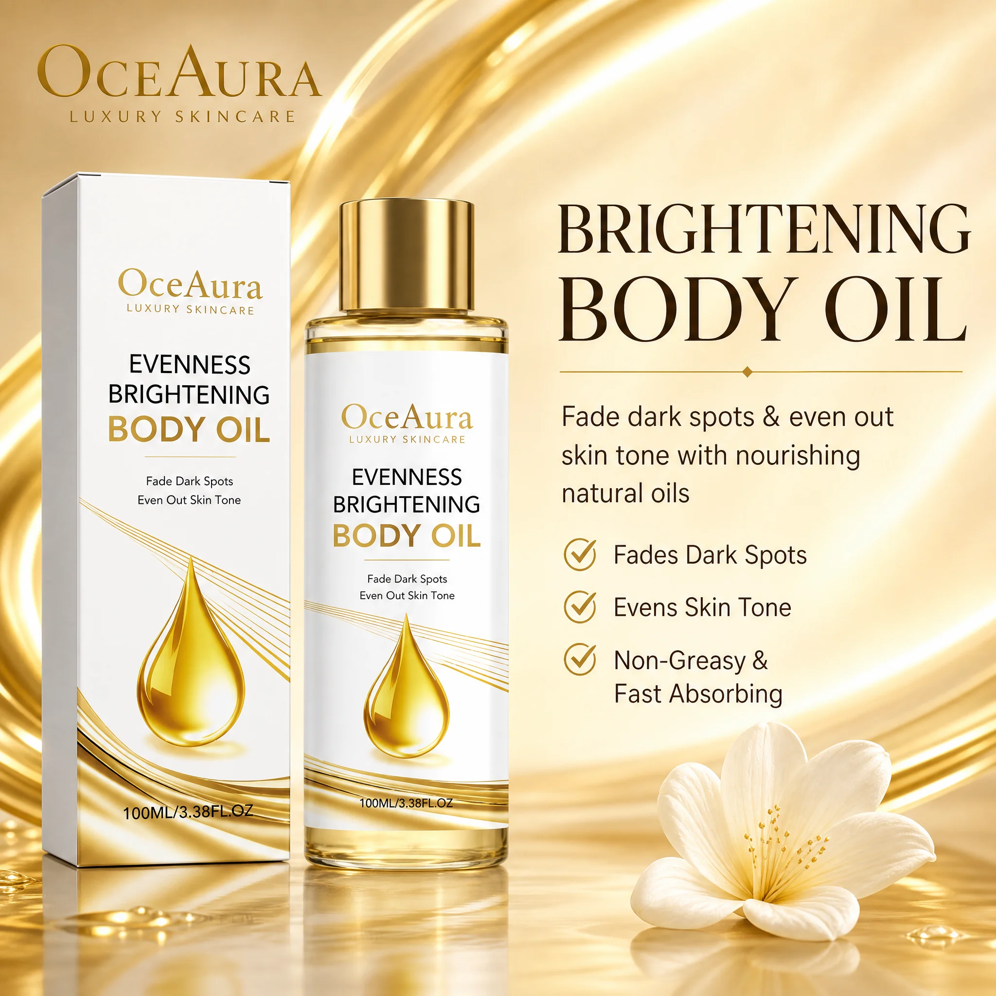 Skincare Glow Glowing - Óleo Corporal Iluminador Oceaura para Cuidado
