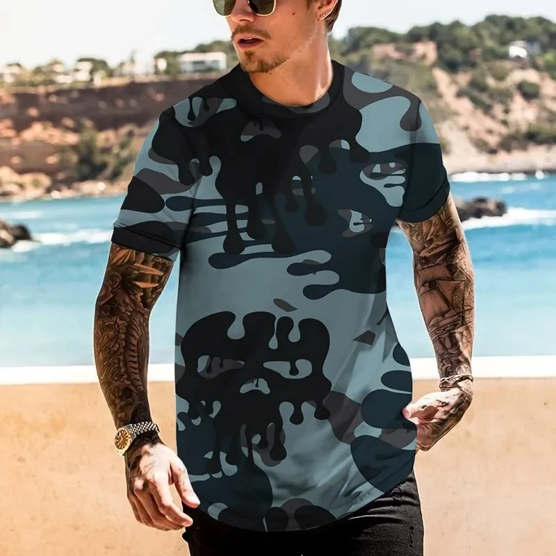 Summer Men\'s Camouflage Forest T-Shirts Print Streetwear Casual Oversized Short Sleeve Tshirt Homme Round Neck Tactic Tops 4XL