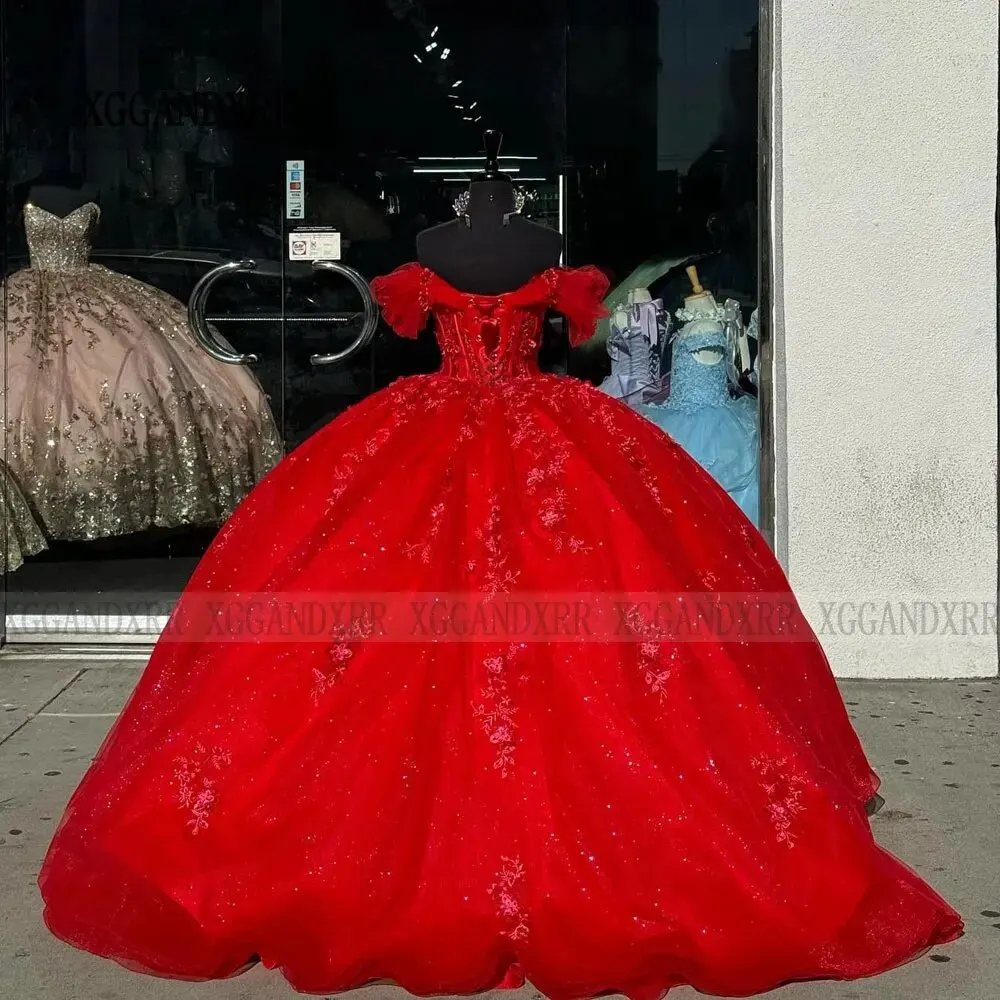 Vestido de fiesta rojo vestido para quinceañeras 2024 sin hombros princesa dulce 16 vestido de fiesta de cumpleaños de talla grande personalizado