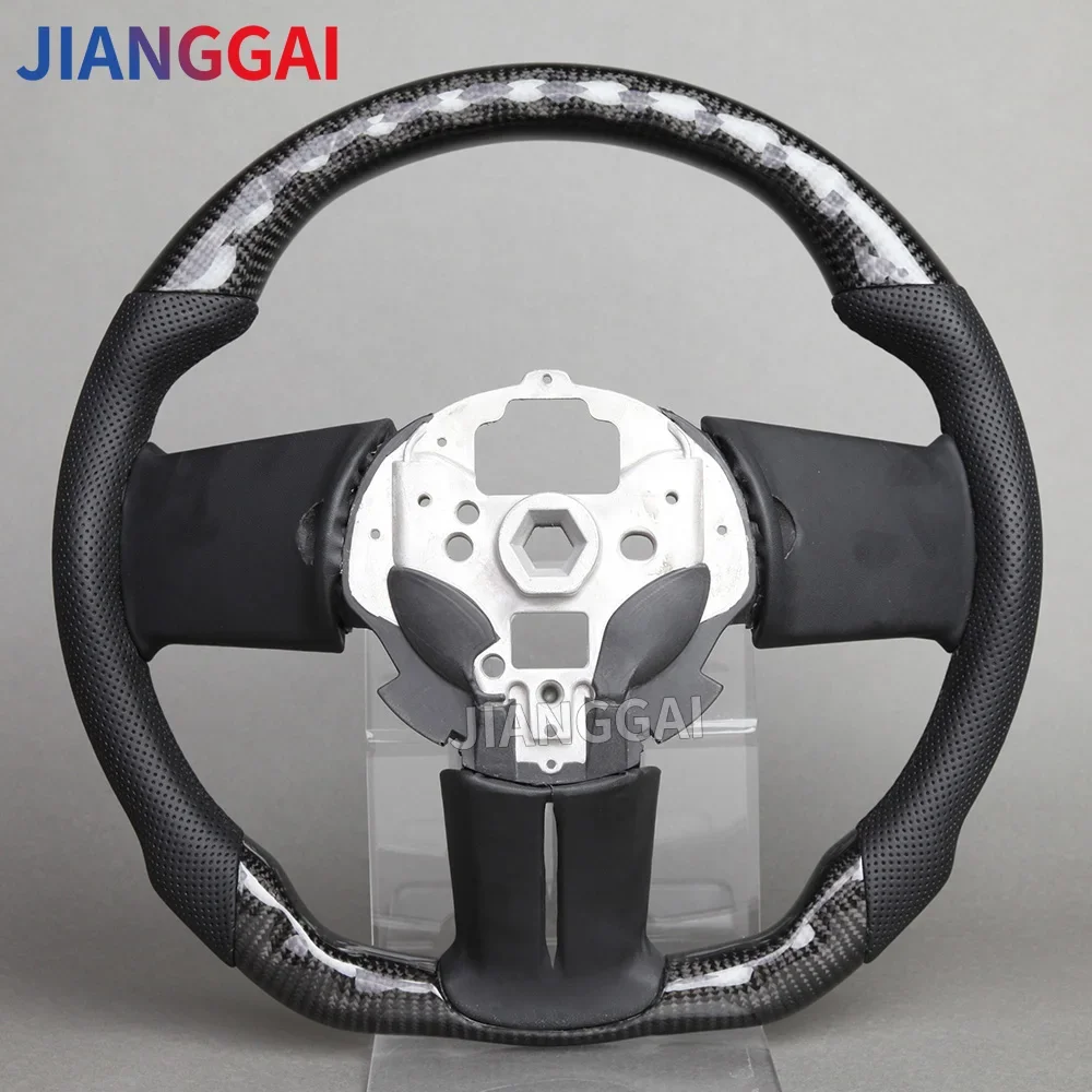 Carbon Fiber Steering Wheel For Ford Mustang GT 2010 2011 2012 2013 2014 Carbon Fiber Sport Wheel Flat Bottom Perforated Leather