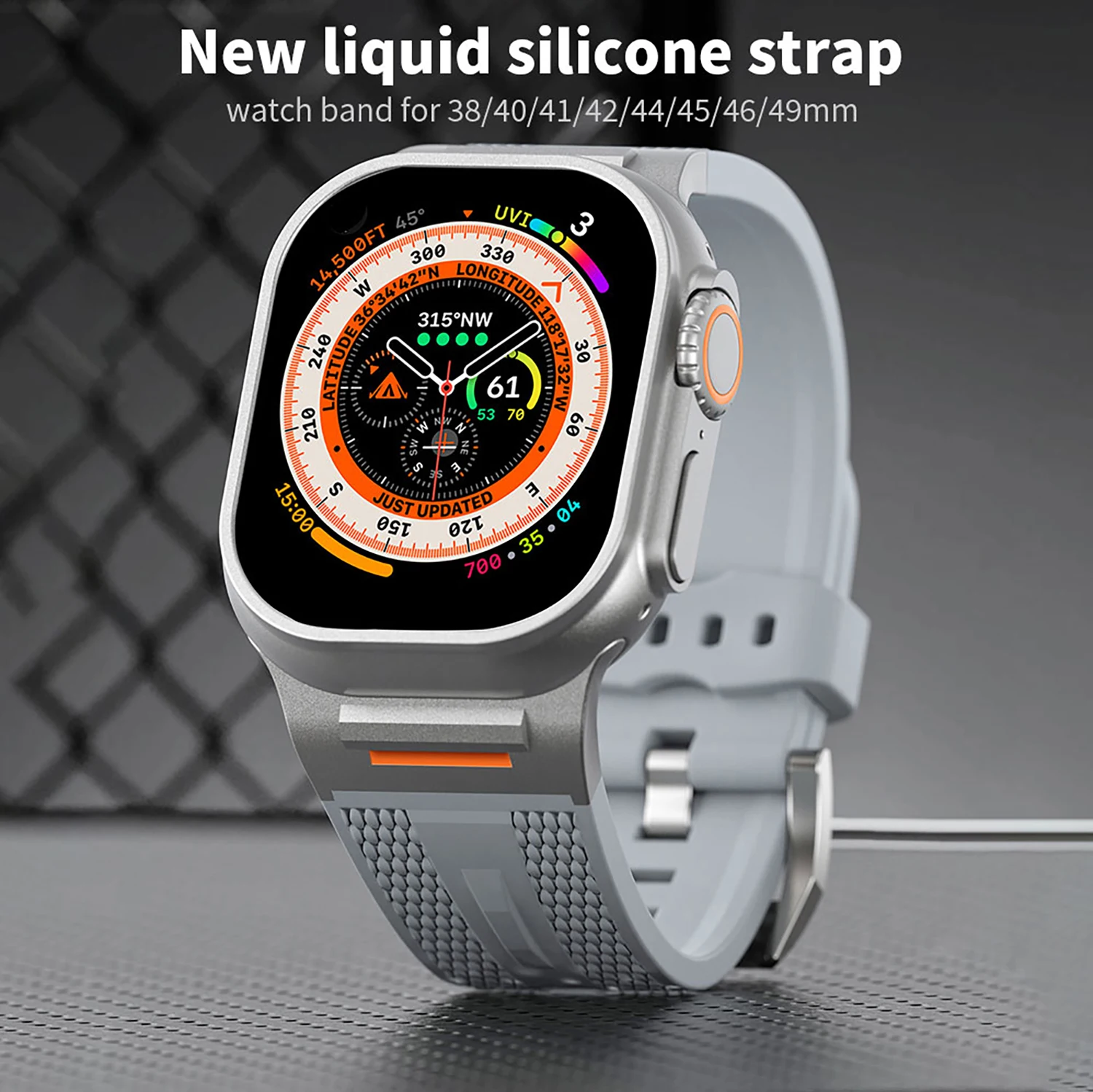 

Men's sports strap suitable for Apple Watch 46mm S10 49 ultra 45 44 40 38mm elastic silicone strap suitable for iWatch 987SE6453