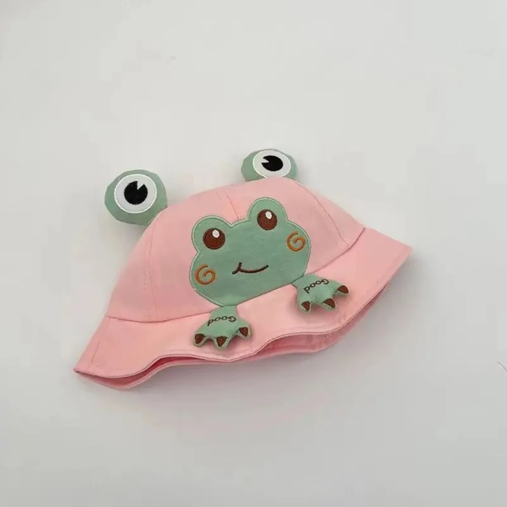 لطيف الكورية نمط الكرتون الضفدع قبعة بحافة شبكة القطن الطفل قبعة الحماية من الشمس الشارع الشهير واقية من الشمس الأطفال فيشمان قبعة الفتيات