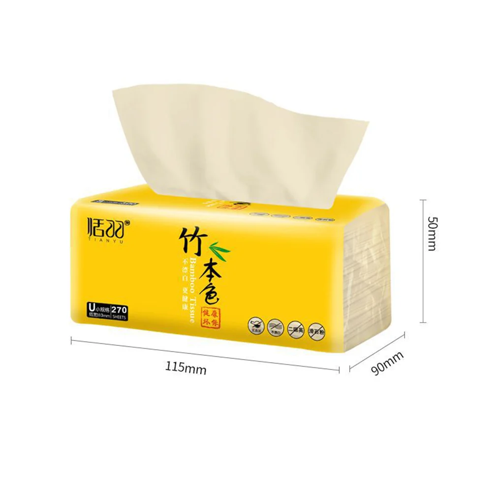 3 Bags of 810 Sheets Paper Extraction Flexible Napkin Bamboo Tissue Facial Cleaning Towel Disposable Dry and Wet Tissue Yellow (