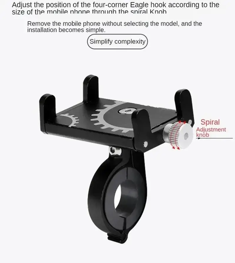 Fahrrad Telefon Halter Aluminium Legierung Anti-slip GPS Halterung Universal Motorrad Roller Mountainbike Telefon Halterung Handy Ständer – Detail 4