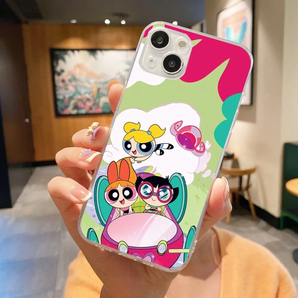 The P-powerpuff G-girls Phone Case For Iphone 16 15 11 13 14 Pro Max 7 8 Plus X Xr Xs Max 16pro 12mini Transparent Cover