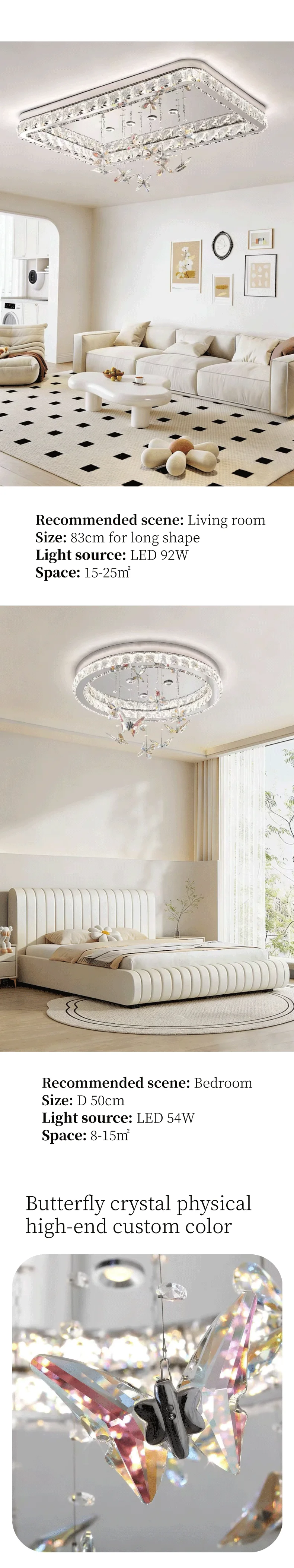 Bedroom Crystal LED Ceiling Lamp Living Room Steel